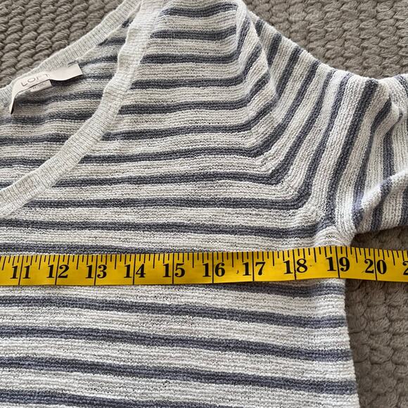 Loft Womens Stripped Blouse 3/4 Sleeve Sweatshirt V Neck Pullover Blouse Size M - Picture 5 of 6